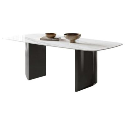 Modern Dining Table Marble Top + Grey Color Legs