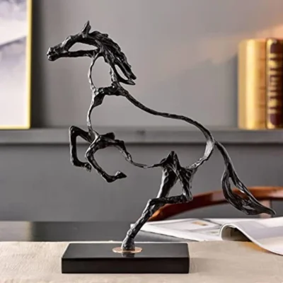 Abstract Black Horse Sculpture - Modern Decorative Art