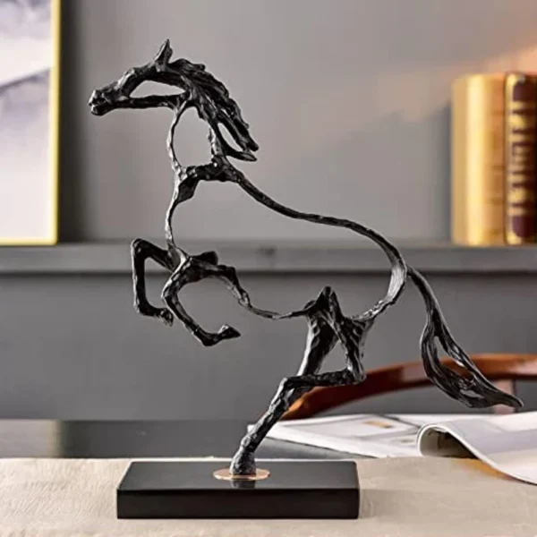 Abstract Black Horse Sculpture - Modern Decorative Art