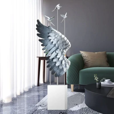 Elegant Wing and Bird Sculpture - Modern Resin Art Decor - Tall Winged Statue for Home, Office, or Hotel Lobby - Luxury Decorative Figurine - Perfect Housewarming or Anniversary Gift