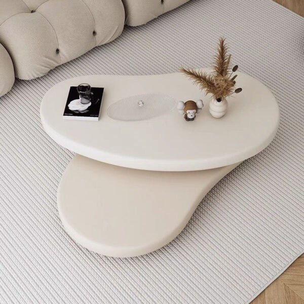 Modern Rotating Coffee Table – Two-Tier Oval Design, Minimalist Living Room Table with Swivel Top, Contemporary Furniture