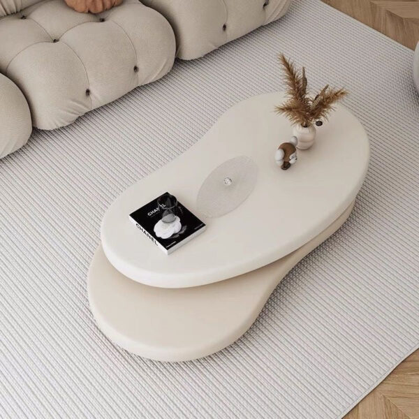 Modern Rotating Coffee Table – Two-Tier Oval Design, Minimalist Living Room Table with Swivel Top, Contemporary Furniture - Image 3