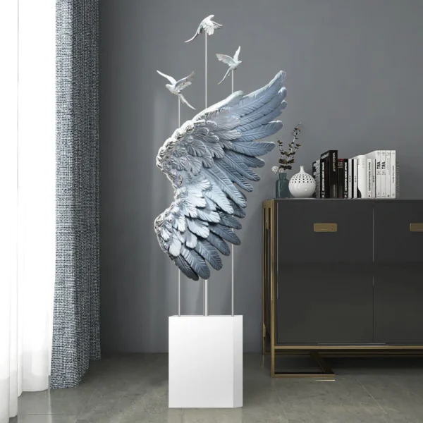 Elegant Wing and Bird Sculpture - Modern Resin Art Decor - Tall Winged Statue for Home, Office, or Hotel Lobby - Luxury Decorative Figurine - Perfect Housewarming or Anniversary Gift - Image 2