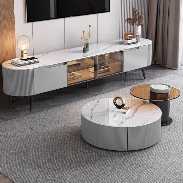 Modern Style Tv And Coffee Tables Set White 200Cm