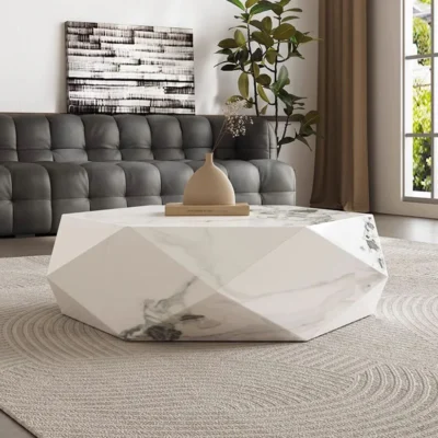 Coffee Table - Diamond Shape -White Mixed With Bit Of Grey 110cm