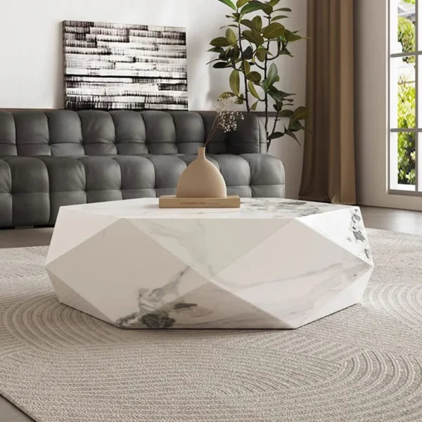 Coffee Table - Diamond Shape -White Mixed With Bit Of Grey 110cm