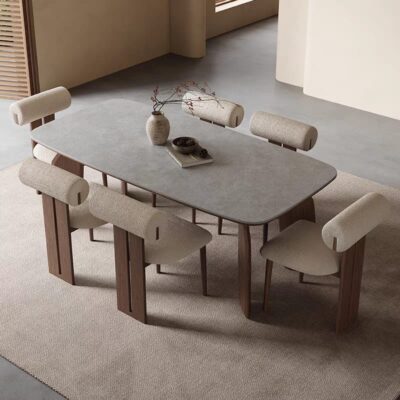 Modern Marble Top Dining Tables with 8 Upholstered Chairs – Contemporary Wooden Frame, Ideal for Home or Dining Room 200cm with 8 chairs