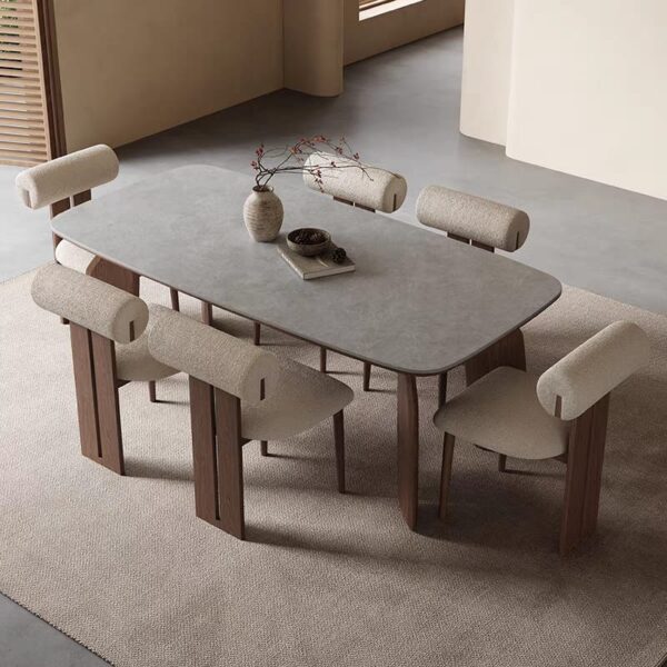 Modern Marble Top Dining Tables with 8 Upholstered Chairs – Contemporary Wooden Frame, Ideal for Home or Dining Room 200cm with 8 chairs