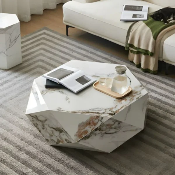 Coffee Table - Diamond Shape -White Mixed With Bit Of Grey 110cm - Image 4