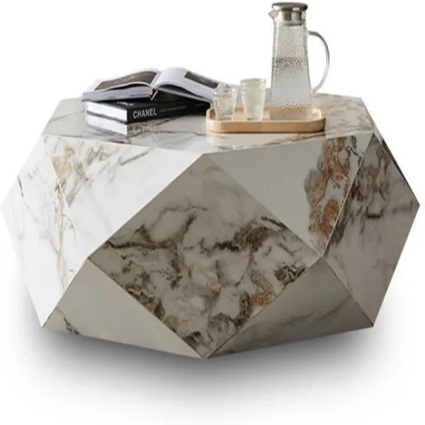 Coffee Table - Diamond Shape -White Mixed With Bit Of Grey 110cm - Image 5