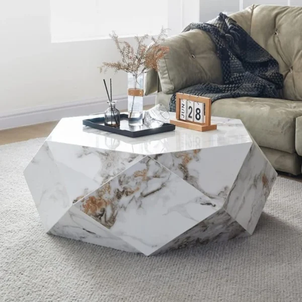 Coffee Table - Diamond Shape -White Mixed With Bit Of Grey 110cm - Image 6