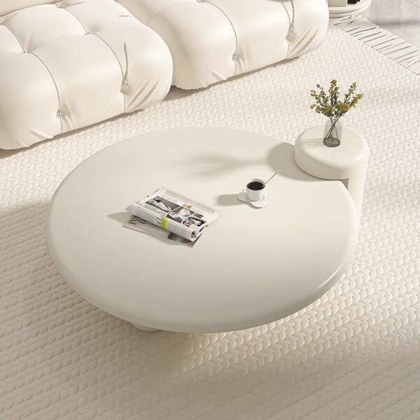 Round White Coffee Table with Light for Living room Salon. - Image 4