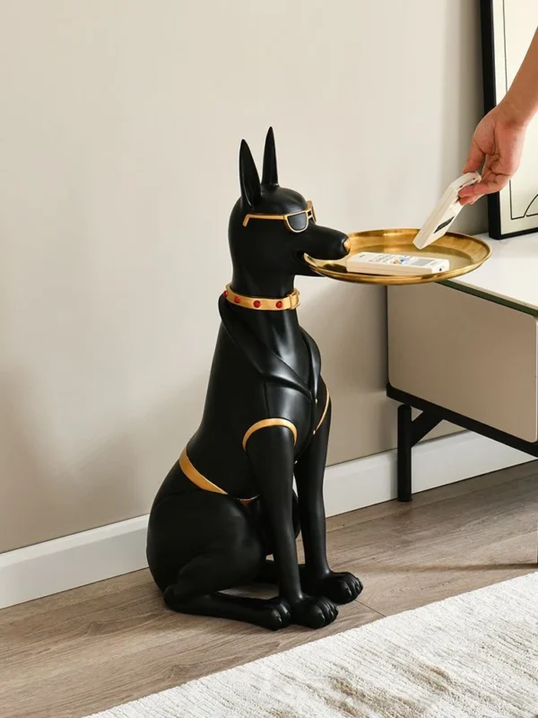 Luxury Dog Statue Key Tray Coffee Table - Decorative Resin Dog Figurine with Sunglasses - Multipurpose Key Holder, Side Table, or Snack Tray - Unique Home Decor for Living Room, Office - Image 3