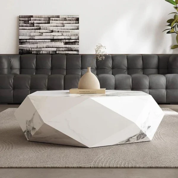 Coffee Table - Diamond Shape -White Mixed With Bit Of Grey 110cm - Image 8
