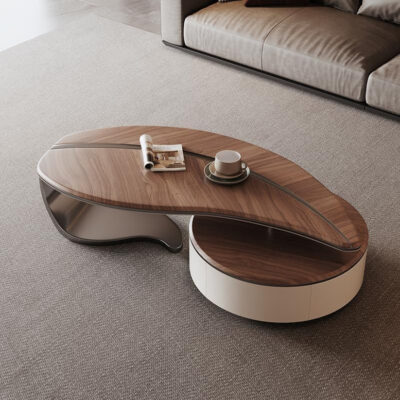 Solid Wood Coffee Table Leaf Shaped 140CM