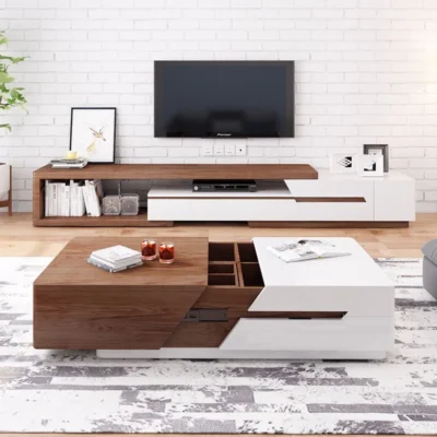 Wooden TV and Coffee Tables Set -Solid Wood