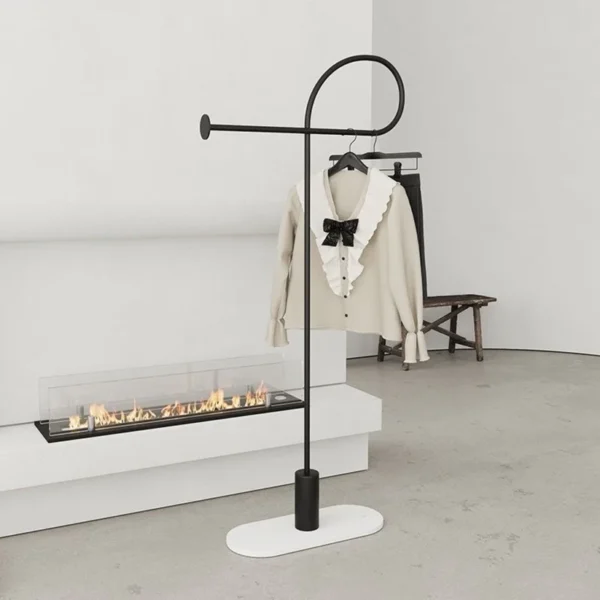 Modern 150cm Clothing Rack with Rock Slab Base – Sleek Metal Garment Hanger in Black & Gold for Home or Boutique Display"