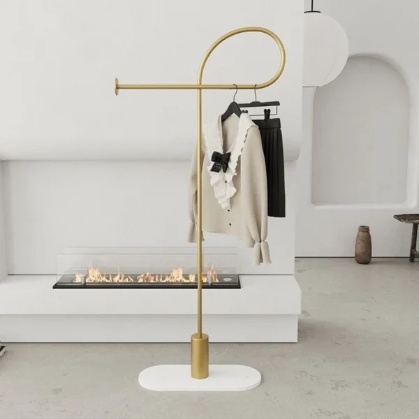 Modern 150cm Clothing Rack with Rock Slab Base – Sleek Metal Garment Hanger in Black & Gold for Home or Boutique Display" - Image 2