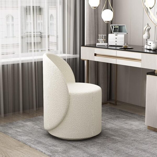 M+E16odern Bouclé Fabric Accent Chair - Upholstered Swivel Barrel Chair for Living Room, Bedroom, or Office - Small Space Furniture