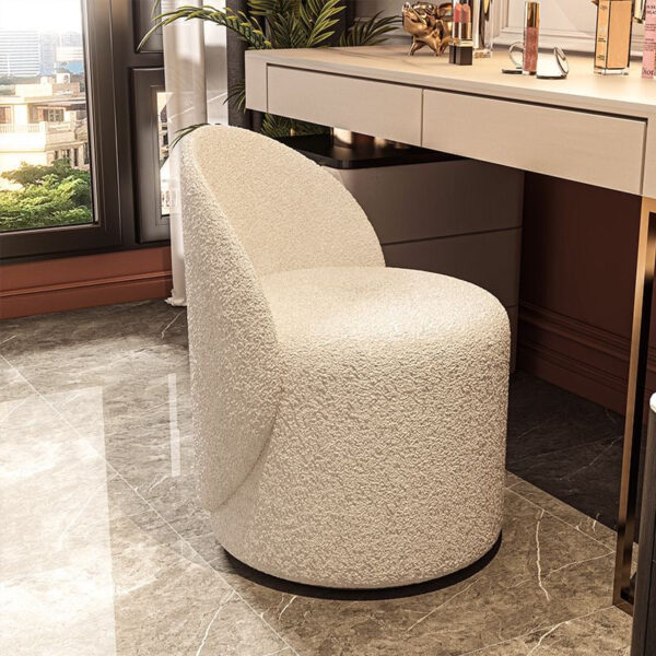 M+E16odern Bouclé Fabric Accent Chair - Upholstered Swivel Barrel Chair for Living Room, Bedroom, or Office - Small Space Furniture - Image 2