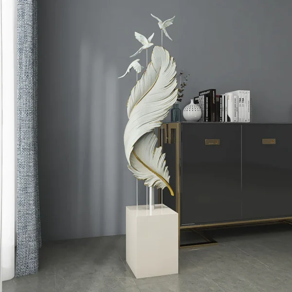 Modern Feather and Bird Sculpture 150CM - Image 2