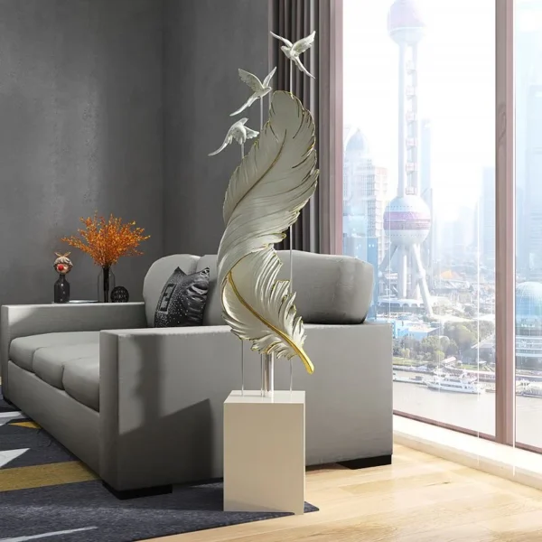 Modern Feather and Bird Sculpture 150CM - Image 3