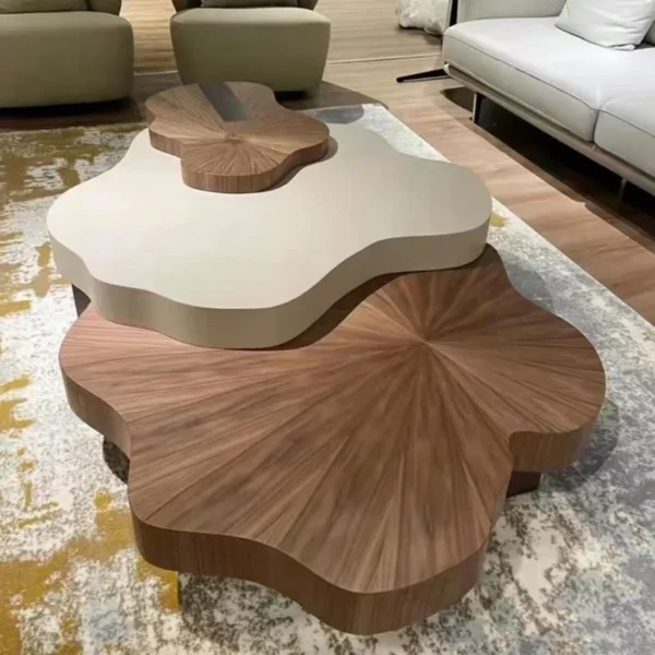 Elegant Trio: Modern Coffee Table Set - 160*100*40CM - Brown and White - Image 3