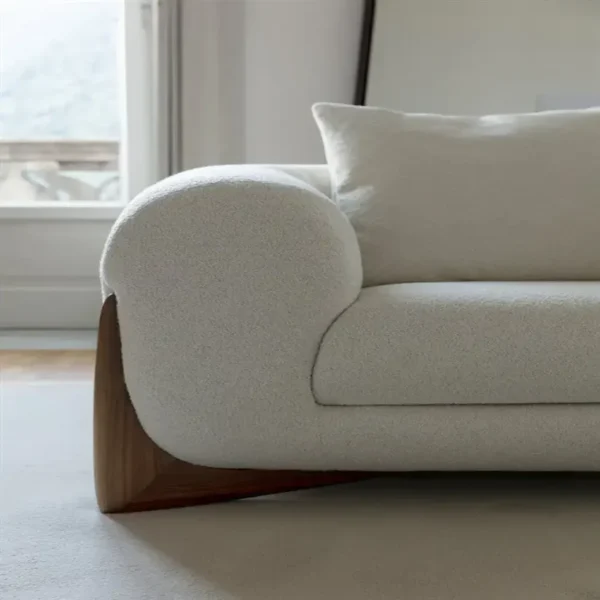 Luxury Sofa White With Wooden Legs 220cm - Image 3