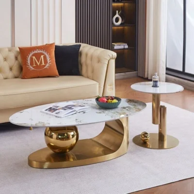 Living room Coffee Table - Oval Slate - Modern Style -Shiny 120cm