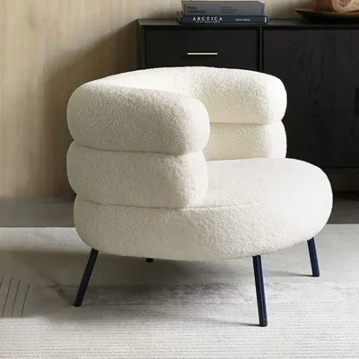 Modern Chair - Cozy Rounded Armchair with Soft Upholstery, Compact and Stylish for Living Room, Bedroom, or Office .