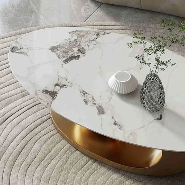 Living room Coffee Table - Oval Slate - Modern Style -Shiny 120cm - Image 2