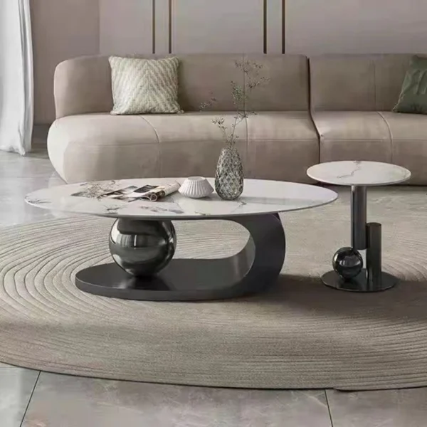 Living room Coffee Table - Oval Slate - Modern Style -Shiny 120cm - Image 5
