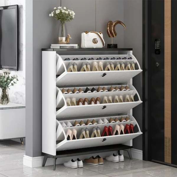 Shoe Cabinet - Shoe Organizer - 100x24x118CM - White - Image 3