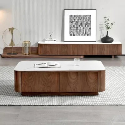Luxury Tv And Coffee Tables Set Wooden Accent 200Cm