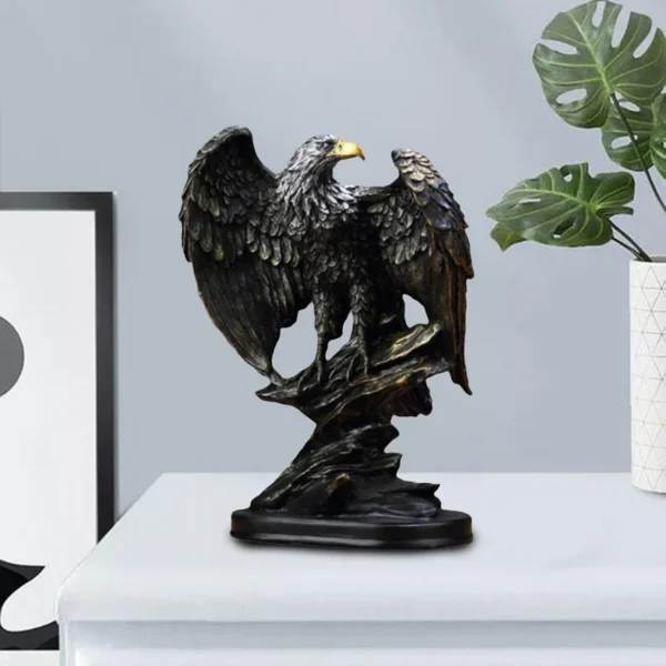 Eagle Sculpture Animal Ornament Figurine Statue Photo Props Bedroom Desktop - Black - Image 2