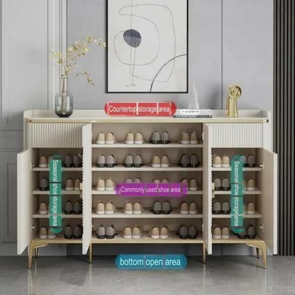 Console Table - Wood with Marble Top - White - Image 5