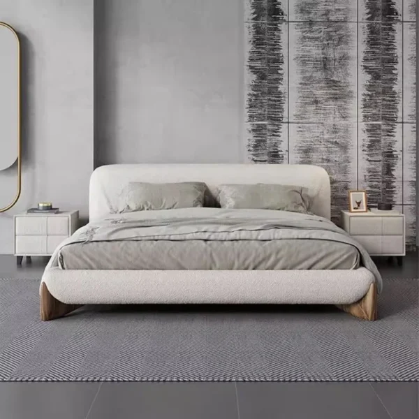 Luxury wool and wood bed - 180*200CM - White. - Image 2
