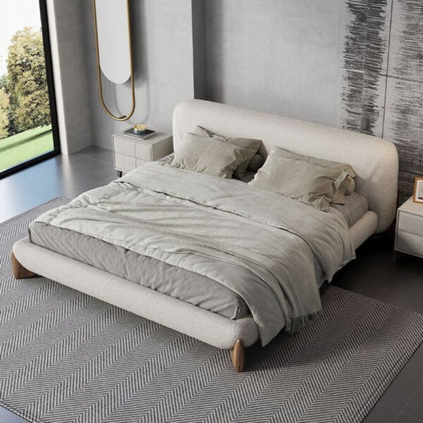 Luxury wool and wood bed - 180*200CM - White.