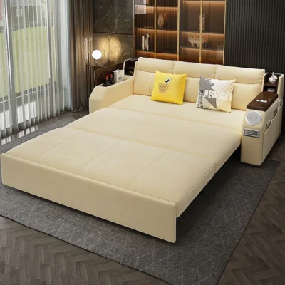 Modern Adjustable Sofa Bed with Storage USB Ports Bluetooth Speaker