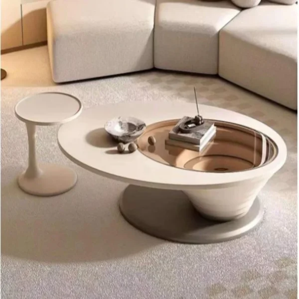 Coffee Table Swirl Coffee Table - 130CM Off White - Image 4