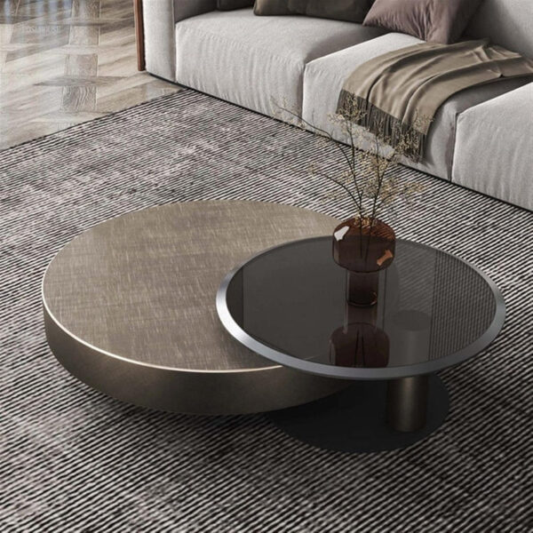 Modern Luxe Round Nesting Coffee Table Set - 90CM - Image 5