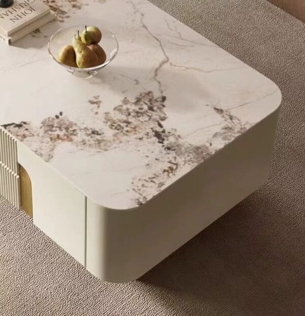 Modern Luxury Tv And Coffee Tables Set Beige And Golden Accent 180Cm - Image 6