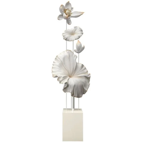 Elegant Modern Floral Sculpture for Home Decor - Flower Statue , - 150CM - White . - Image 4