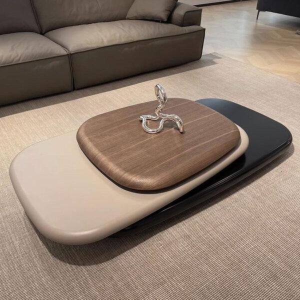 Modern Multi-Layer Rotating Coffee Table - 140CM - Image 5