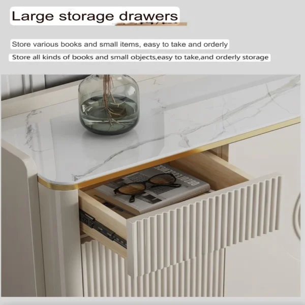 Console Table - Wood with Marble Top - White - Image 12