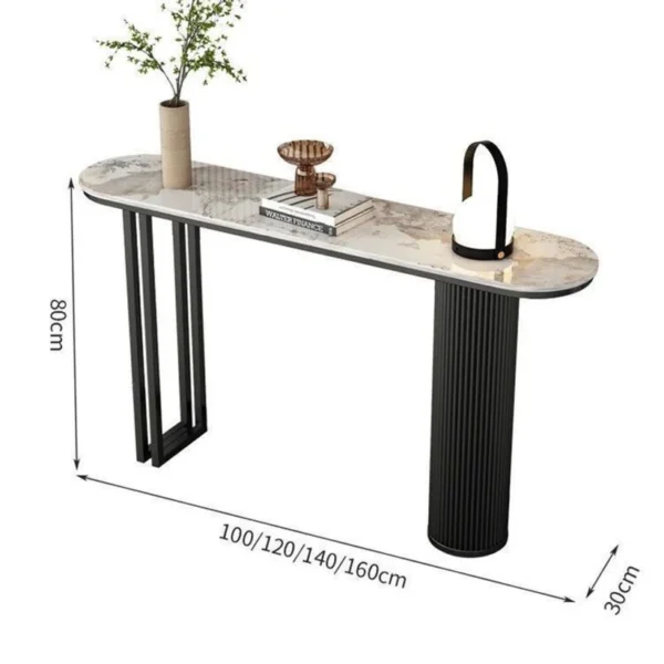 Console Table Black Frame With Black Marble 140Cm - Image 4