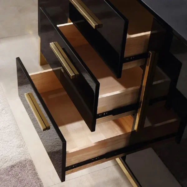 Console Table Black With Matt Gold Accent 150Cm - Image 6