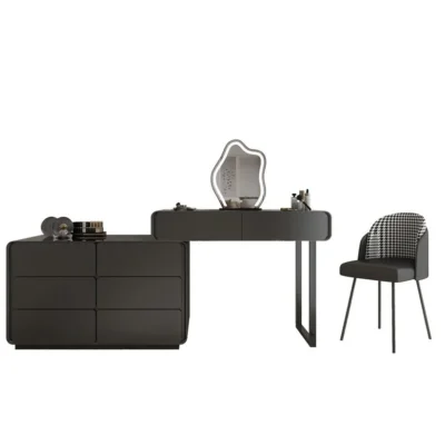 Dressing Table With LED Mirror Black 220Cm