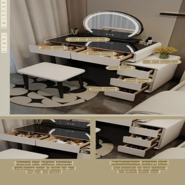 Modern Makeup Table with Chair for Bedroom 80cm - Image 4