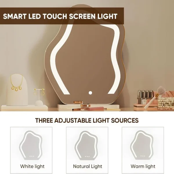 Unique Vanity Dresser - Dressing Table With LED Mirror and Chair, 120cm - Image 4